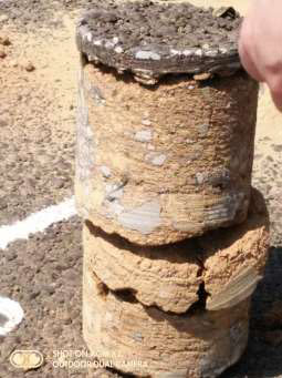 Drilled core showing the double seal