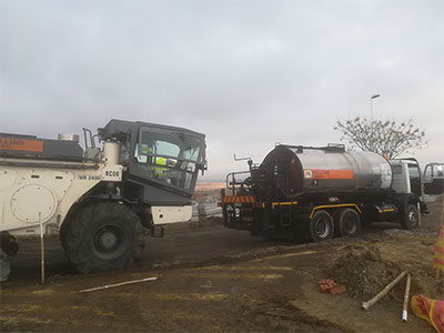 Construction vehicles on site
